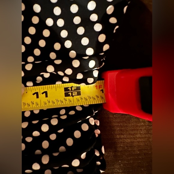 London Times Black & White Polkadots Midi Short Sleeves Empire Dress Waist SZ 8 - Picture 11 of 11